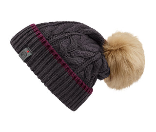 Cavallo Jana Faux Fur Pompom Hat - Graphite / Darkfuscia - Divine Equestrian