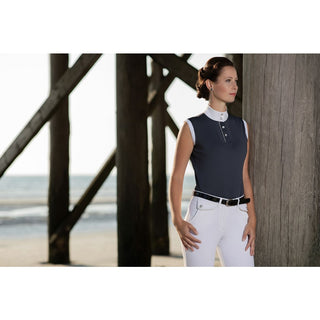 HKM Venezia Ladies Sleeveless Competition Shirt- Navy - Divine Equestrian