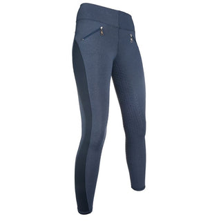 HKM SS19 Limoni Silicon Full Seat Ladies Riding Leggings - Jeans Blue - Divine Equestrian