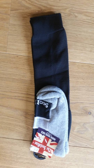 Black Horse Long Sock Black with Grey foot - Divine Equestrian