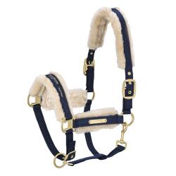 Eskadron Heritage Faux Fur Glossy Headcollar - Oxfordnavy - Divine Equestrian