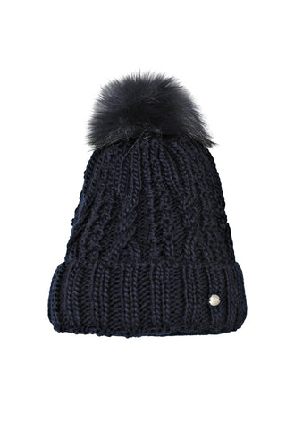 Pikeur Fake Fur Bobble Hat - Navy - Divine Equestrian