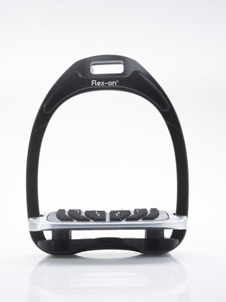 Flex-on Aluminuim Stirrups - BLACK - MIXED FOOTREST - Divine Equestrian