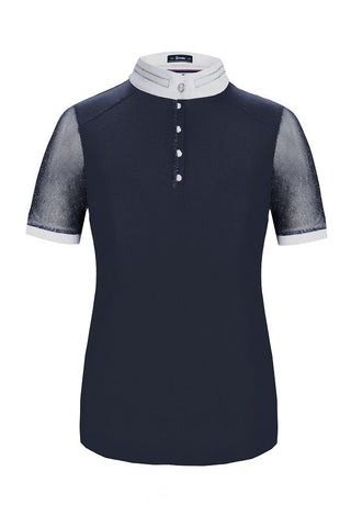 Cavallo SS21 Panita Competition Shirt with Rinestones - Dark Blue - Divine Equestrian