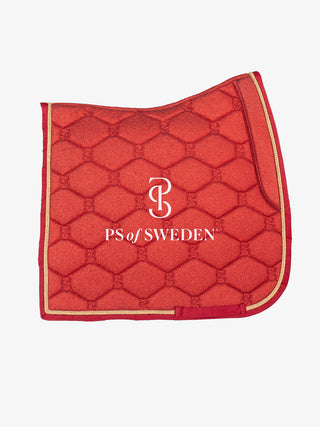 PS of Sweden STARDUST Limited Edition Saddle Pad - DARK RED WITH GOLD BINDING