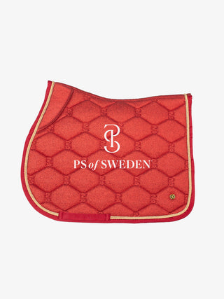 PS of Sweden STARDUST Limited Edition Saddle Pad - DARK RED WITH GOLD BINDING
