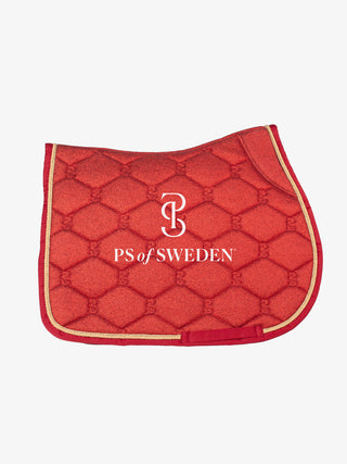 PS of Sweden STARDUST Limited Edition Saddle Pad - DARK RED WITH GOLD BINDING