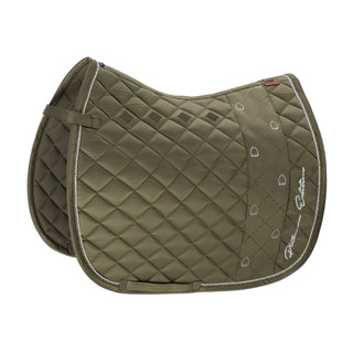 ESKADRON PLATINUM 19/20 GLOSSY STRIPE SADDLE PAD - Martini-Olive - Divine Equestrian